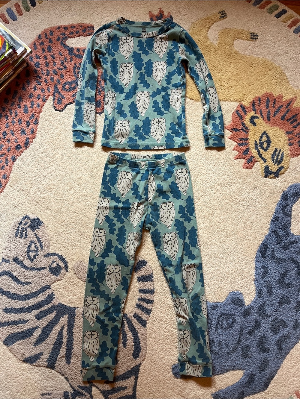 Tea Collection Blue Owl Print Pajama Set